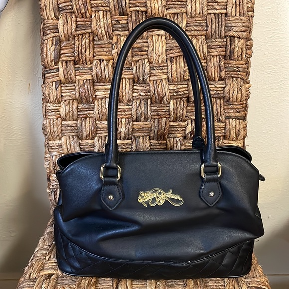 Betsey Johnson Faux Leather Black Handbag/Purse Quilted Botton Edge - Picture 2 of 14